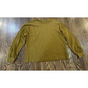 EVERLANE Top M 100% Pima Cotton Stretch Jersey Crewneck Long Sleeve Basic Yellow